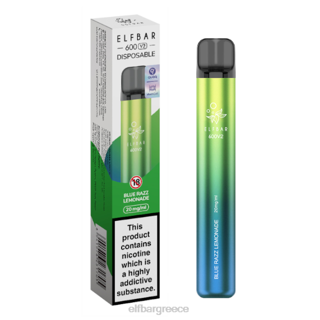 elfbar 600v2 ατμός μιας χρήσης - 20mg T2P6Z13 μπλε ραζ λεμονάδα