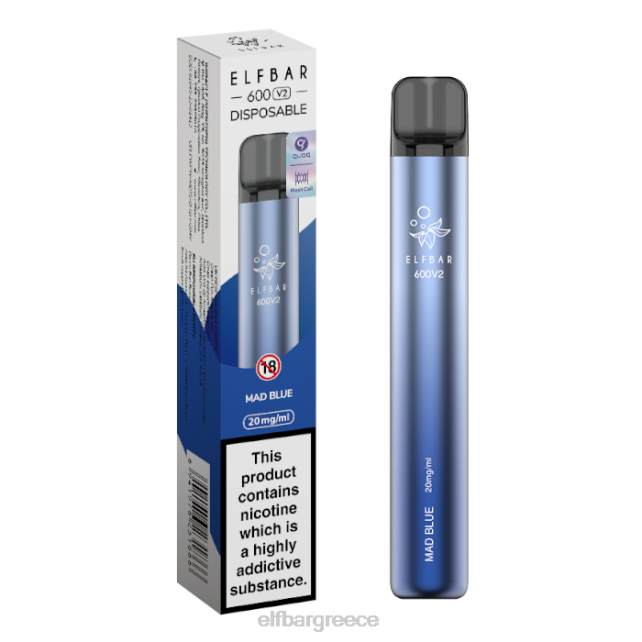 elfbar 600v2 ατμός μιας χρήσης - 20mg T2P6Z20 τρελό μπλε