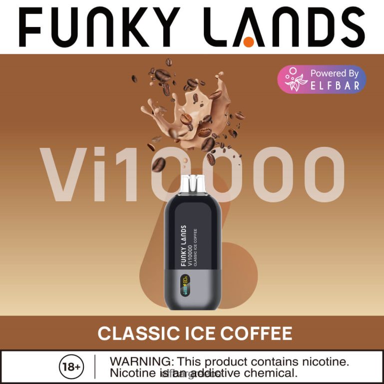 funky lands ατμού μίας χρήσης vi10000 ρουφηξιές κλασικό παγωμένο καφέ ELFBAR P8V62V170