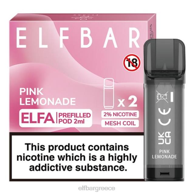 elfbar elfa προγεμισμένο λοβό - 2ml - 20mg (2 συσκευασία) T2P6Z111 ροζ λεμονάδα