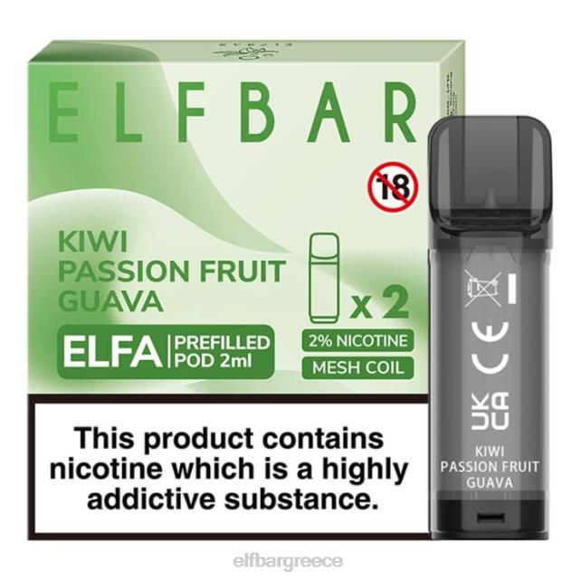 elfbar elfa προγεμισμένο λοβό - 2ml - 20mg (2 συσκευασία) T2P6Z117 ακτινίδιο γκουάβα πάθους