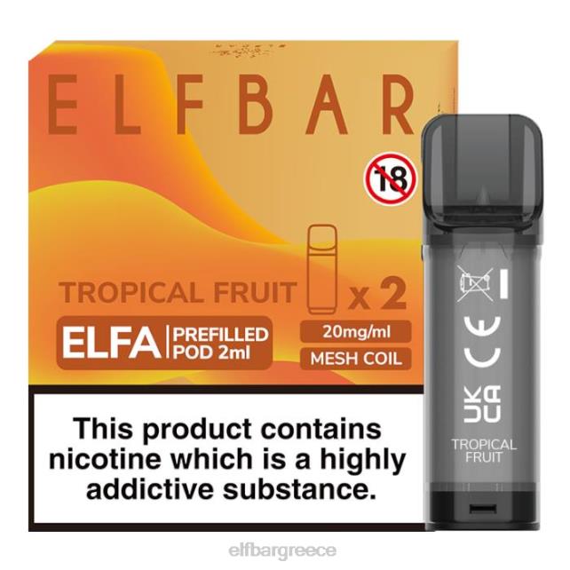 elfbar elfa προγεμισμένο λοβό - 2ml - 20mg (2 συσκευασία) T2P6Z120 τροπικό φρούτο