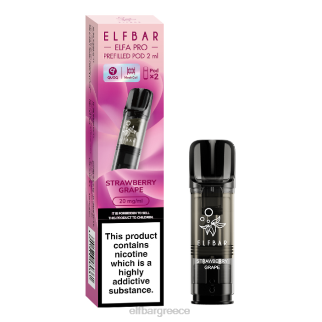 elfbar elfa pro προγεμισμένα λοβό - 20mg - 2 pk T2P6Z94 σταφύλι φράουλα